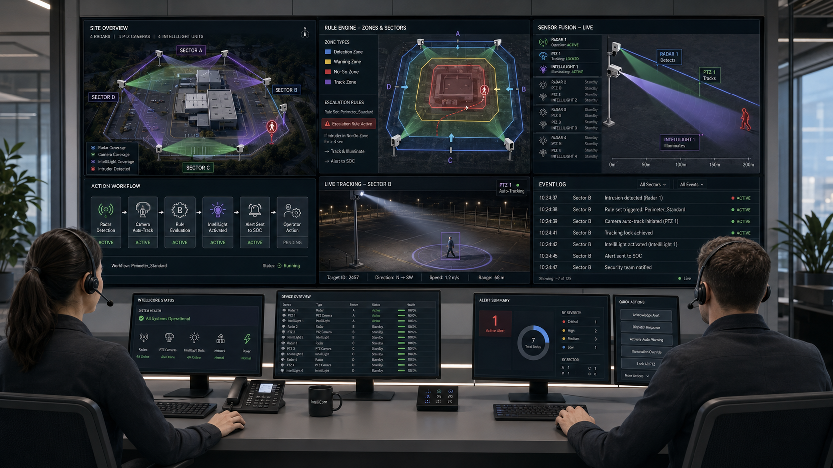 IntelliCore security operations and system coordination interface